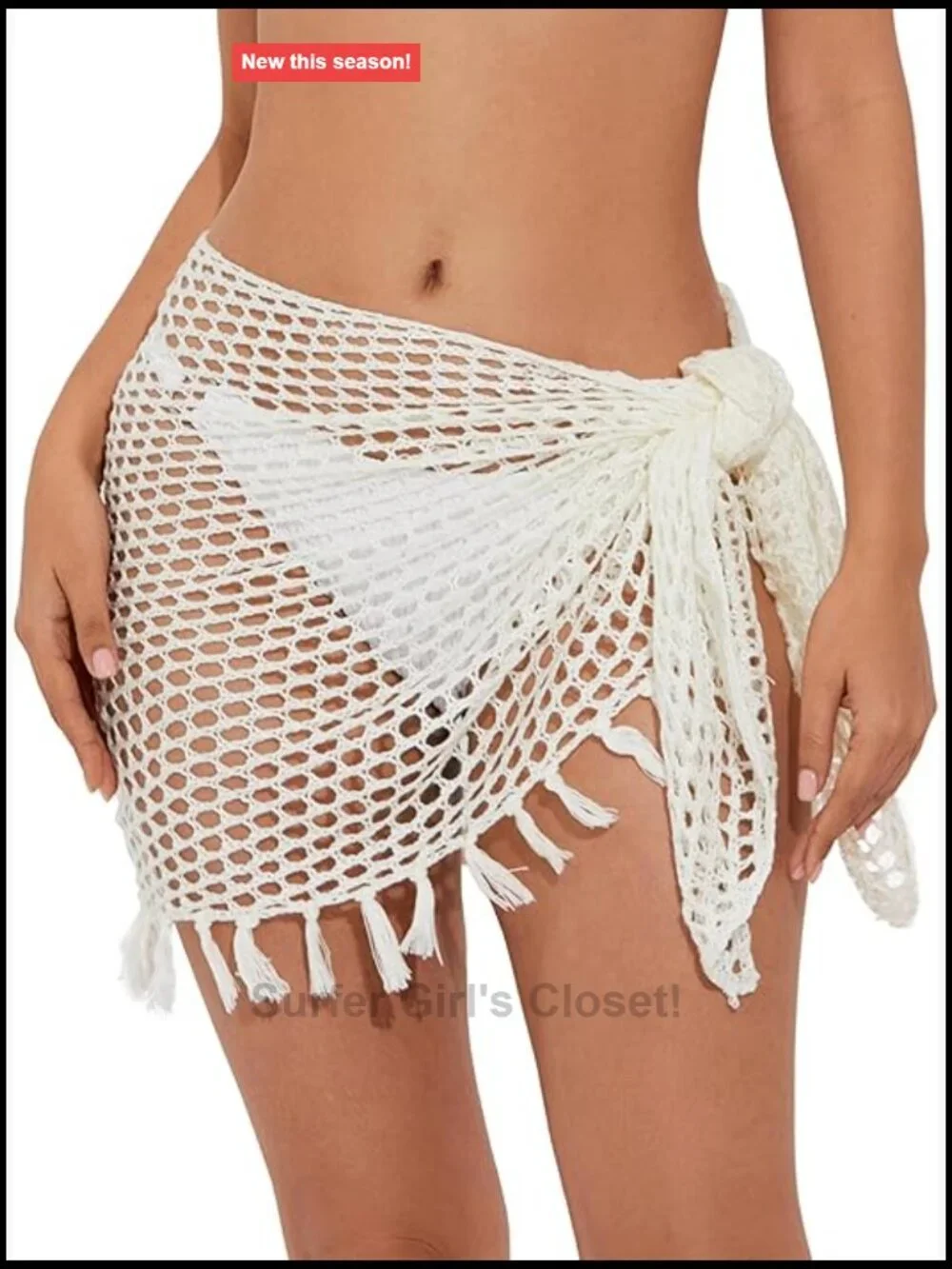 Crochet Sarong Cover Up Bathing Suit Wrap Skirt with Tassels